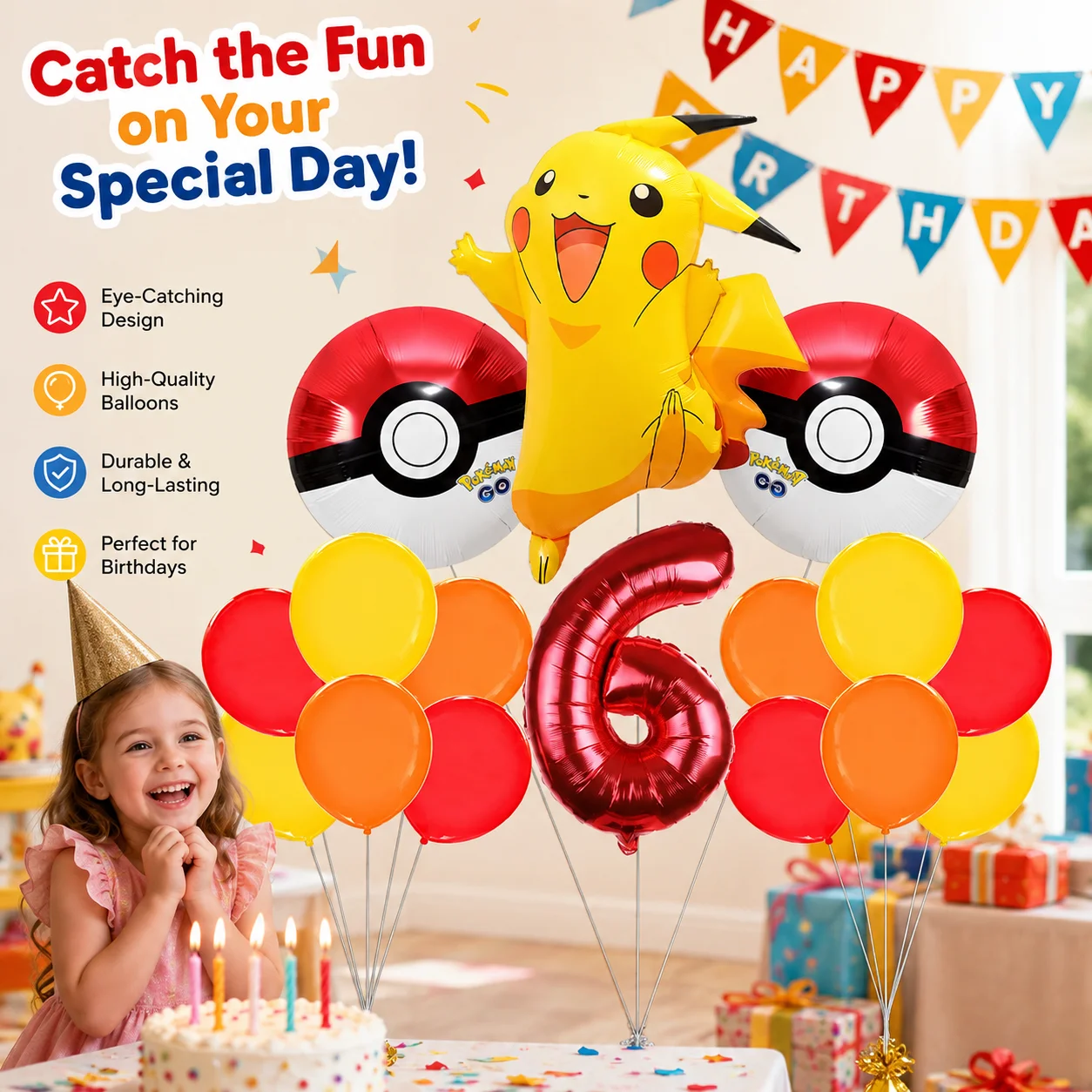 Anime-Fan Geburtstags-Ballon-Set Pikachu Folien- und Latex-Ballon-Paket Party-Hintergrund-Deko Foto-Requisiten Feiertags-Geschenke