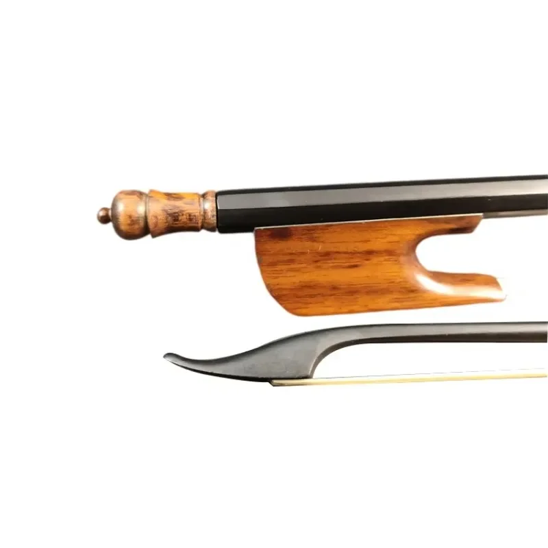 Hot Sale 4/4 Violin Fiddle Bow Baroque Style Carbon Fiber Round Stick Snackwood Frog Black Carbon Fiber Baroque Violin Bow