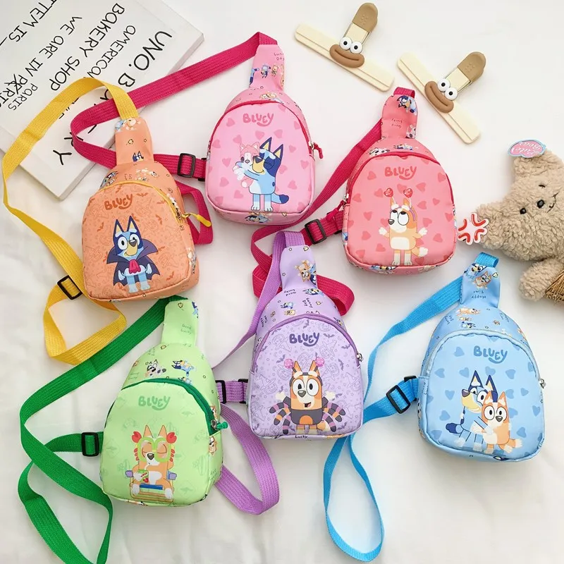 Bluey children's chest bag cartoon character cute mini plush crossbody bag Family Role Playing birthday gift toy