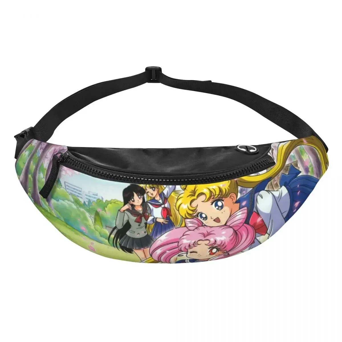 Anime Moon Sailors Fanny Pack Men Women Custom Japanese Shojo Manga Crossbody Waist Bag for Travel Hiking Phone Money Pouch