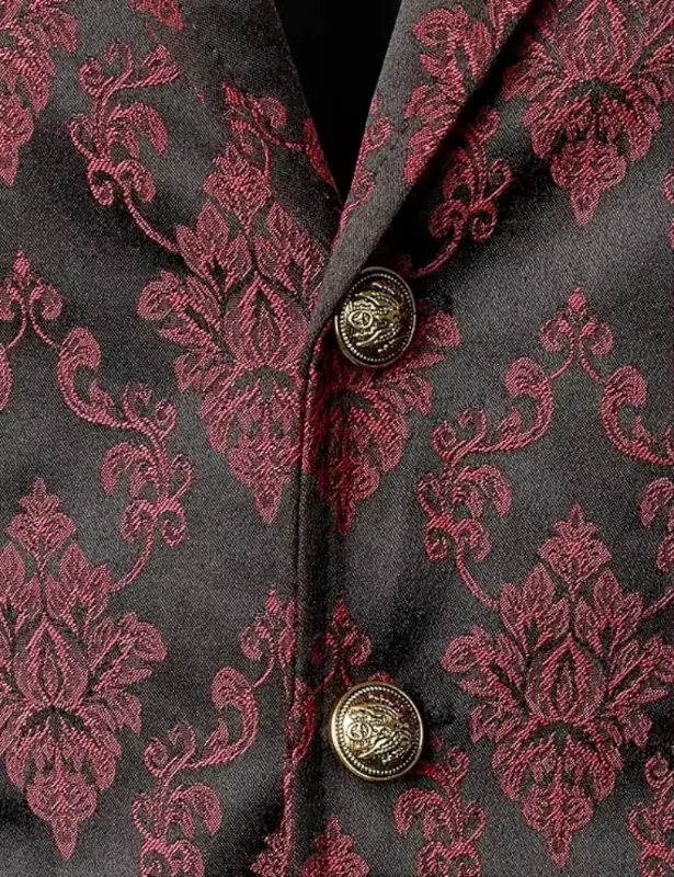 Herren Viktorianische Blumen-Jacquard-Weste mit Revers, Einreihig, Schmale Passform, Anzugweste für Formelle Anlässe, Hochzeiten, Partys, Business, Verschiedene Farben – Detail 6