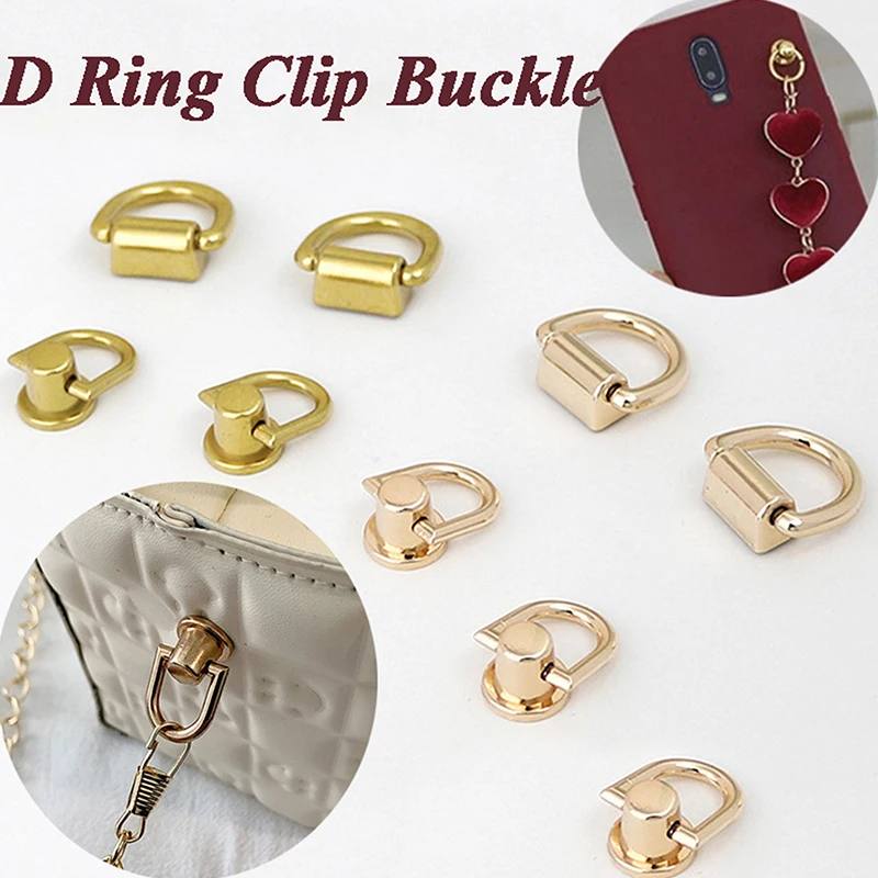 1Pcs Metal D Ring Stud Side Clip Buckles Bag Screw Nail Rivet Strap Connector Hang Buckle DIY Purse Leather Bag Accessories