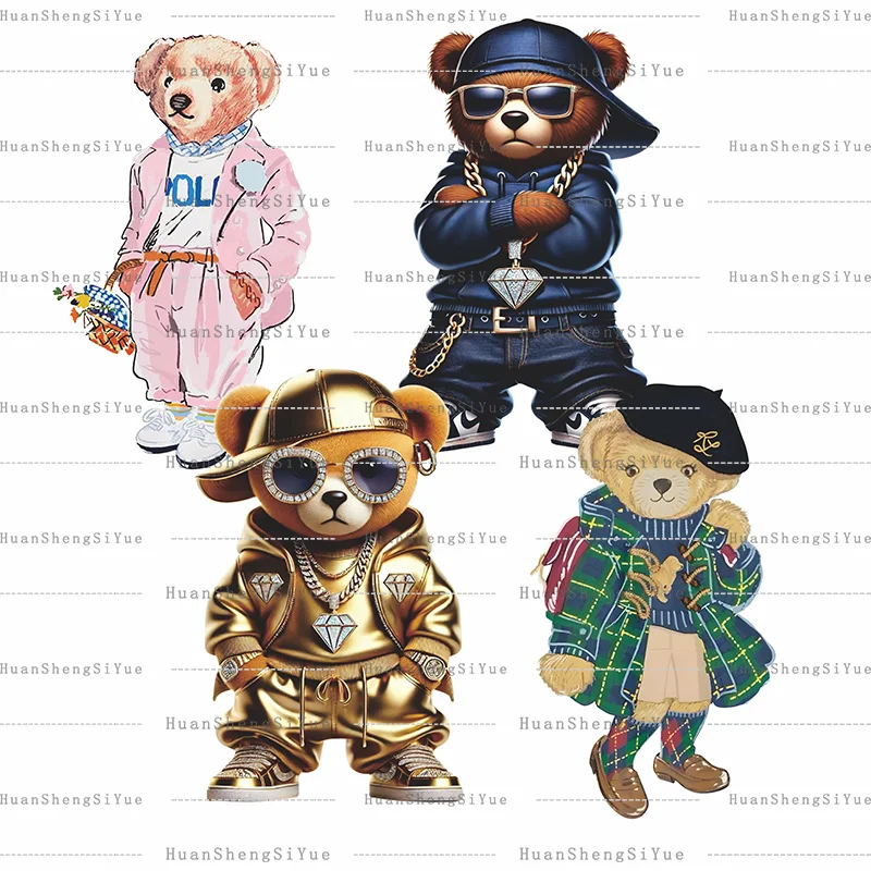 【セール中】テディベア アイロン接着ステッカー 衣類 DTF ファッション Tシャツ パーカー DIY ジャケット パッチ ホット接着紙