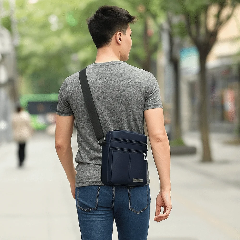 Oxford Cloth Men's Shoulder Bag Multi Layer Large Capacity Male Crossbody Bags Waterproof with Zipper Messenger Bag Business