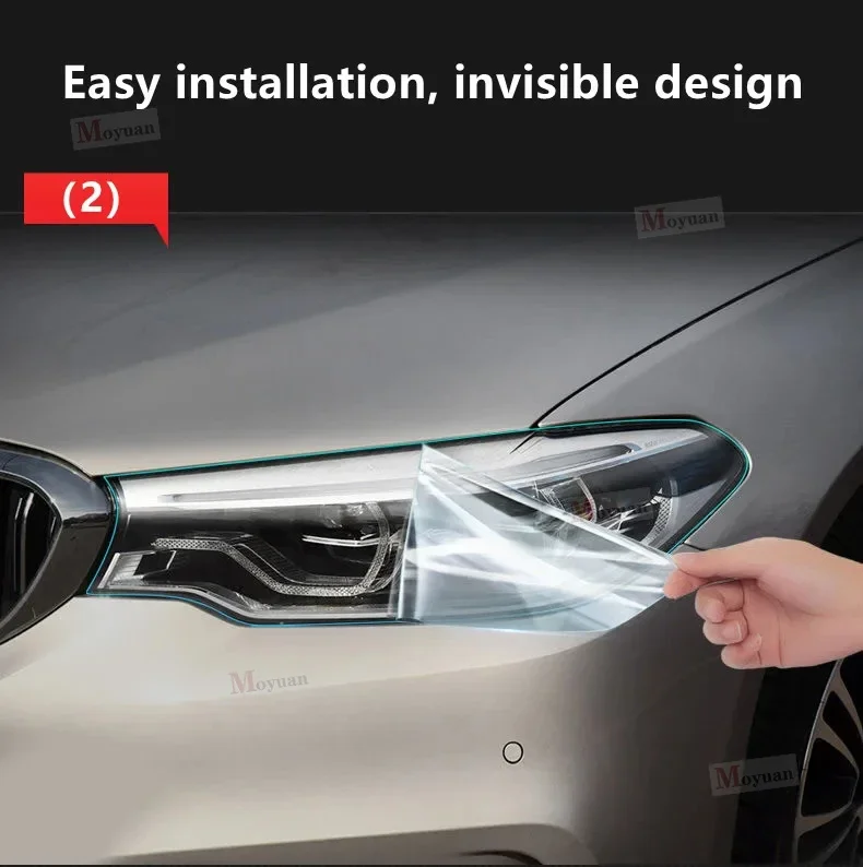 2 قطعة سيارة العلوي طبقة رقيقة واقية كشافات شفافة سوداء بولي TPU ملصق ل Volkswagen ID.6 X 2021-2022 اكسسوارات السيارات