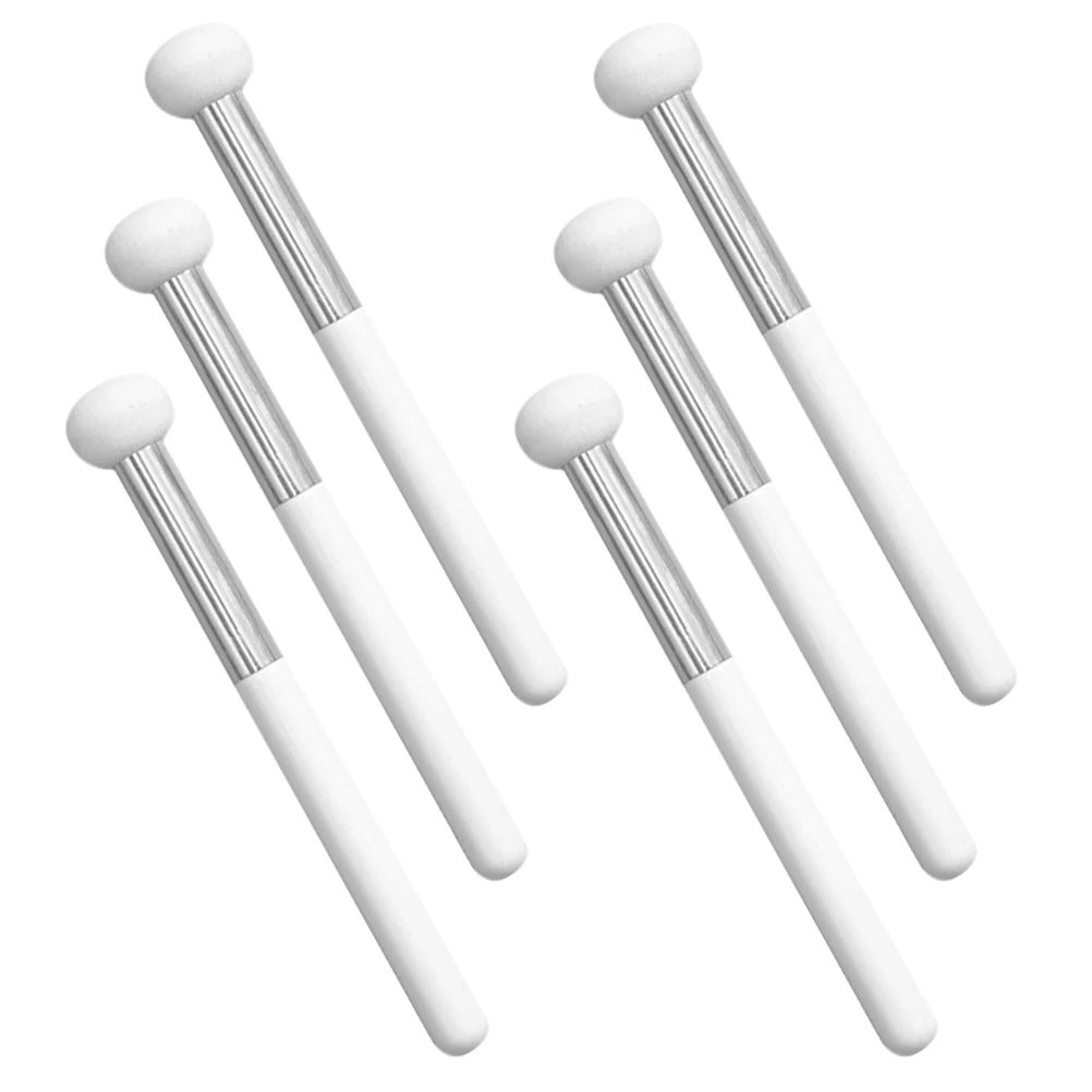 6Pcs Makeup Concealer Brush with Wood Handle Mushroom Shape Sponge Applicator for Eyelids Nose Facial Full Coverage