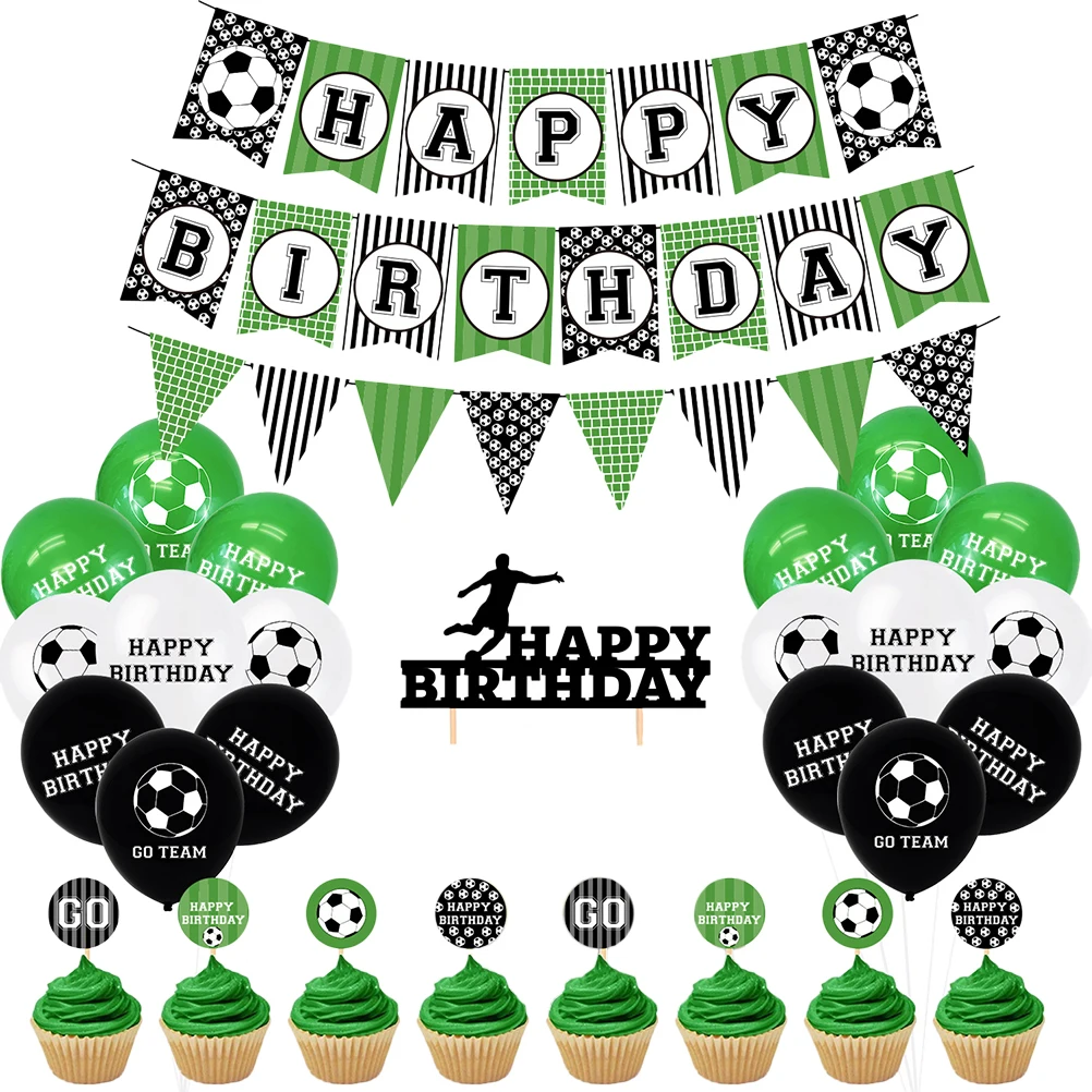 

Football Flag Cake Card Inserts Birthday Banner Baby Colorful Party Decorations Supplies Latex Paper Lightweight Fun