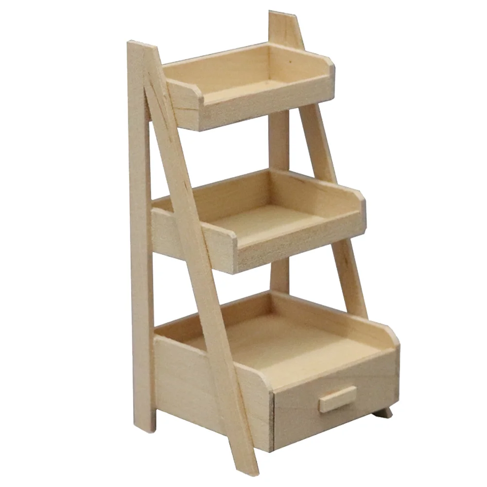 House Flower Stand Kids Bookshelf Bookcase Miniature Rack Storage Supplies Wooden Furniture Model Micro Scene