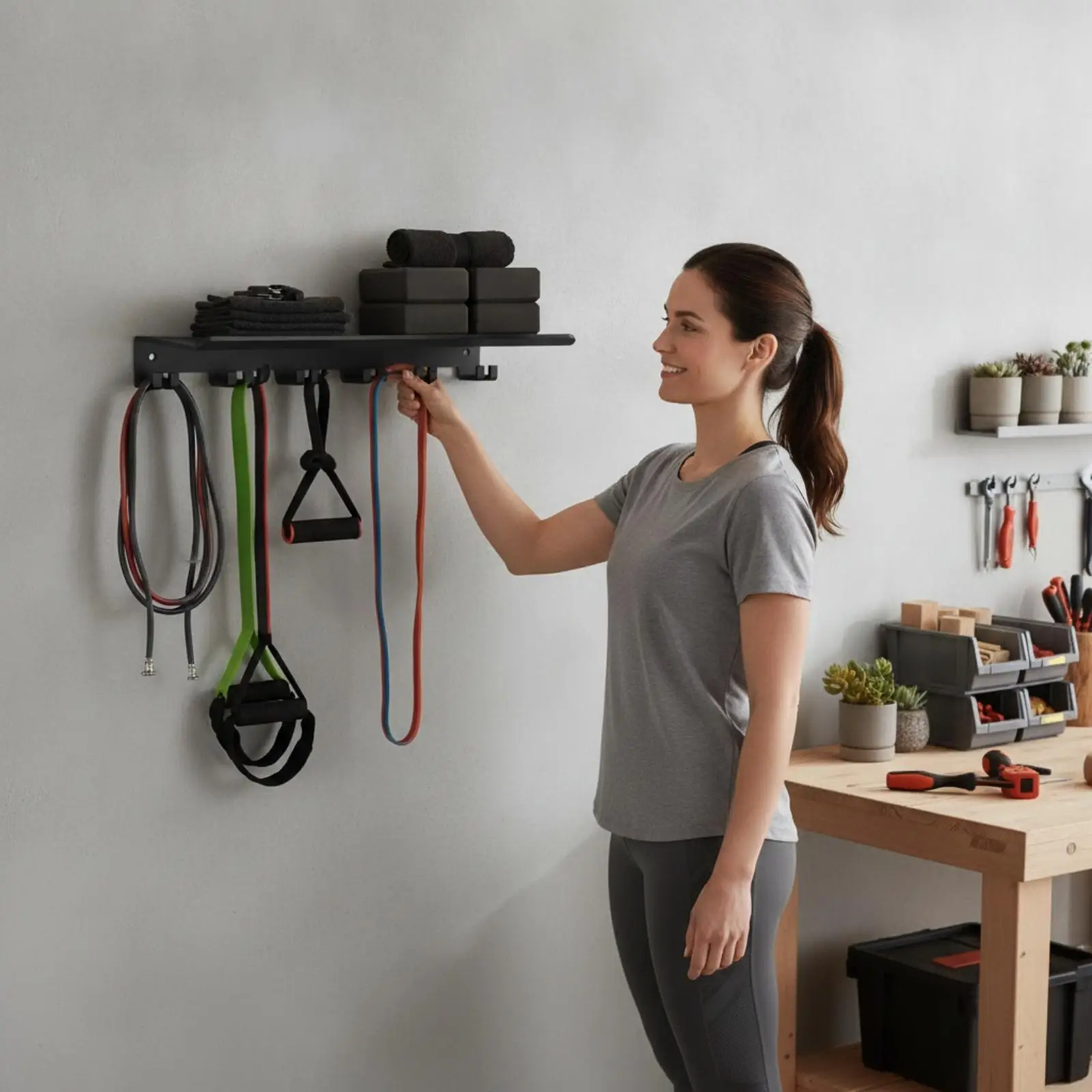 Gym Organizer with Hooks Heavy Duty Fitness Equipment Hanger Wall Mounted Wall