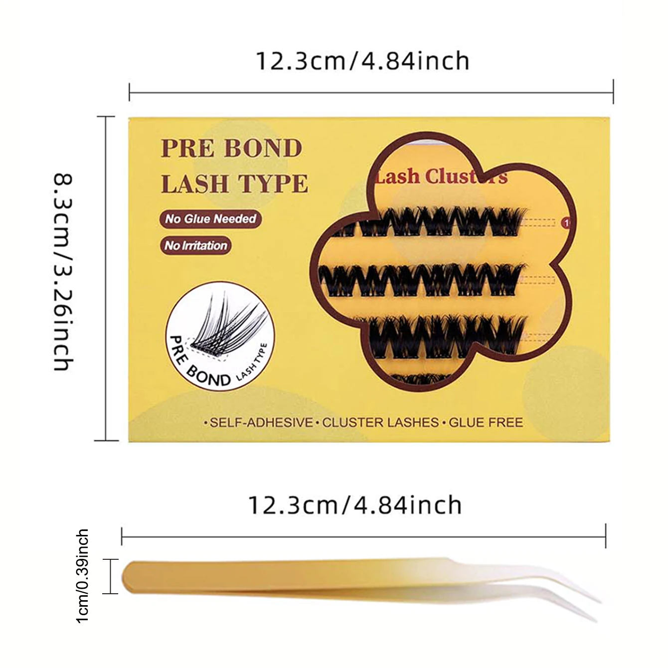 48 مجموعة رموش فردية مع رموش صناعية رقيقة ومجمَّعة، رموش ذاتية اللصق وغير قابلة للإزالة
