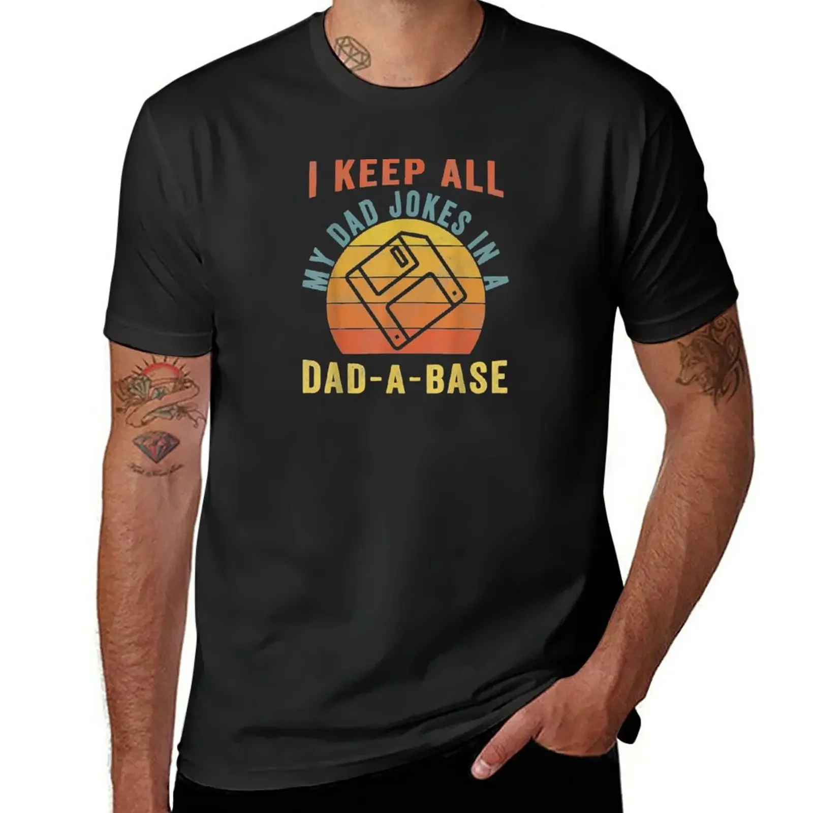 

Футболка I Keep All My Dad Jokes In A Dad-A-Base, черные футболки больших размеров для мальчиков, мужские футболки