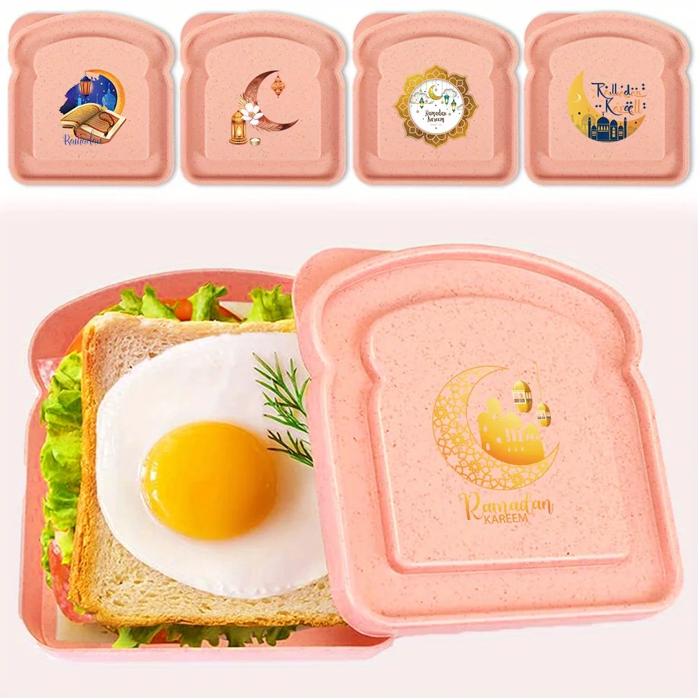 Eco-Friendly Wheat Straw Toast Bento Box, Reusable Sandwich Food Container with Lid Large Capacity Breakfast Organizer