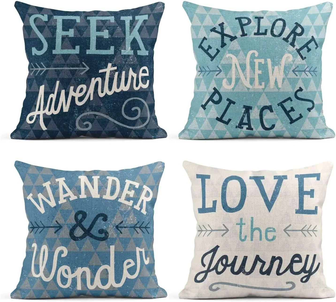 Linen Pillow Pillowcase, Love Journey, Looking for Adventure Decorative Pillowcase, Home Decor Square Cushion Cover