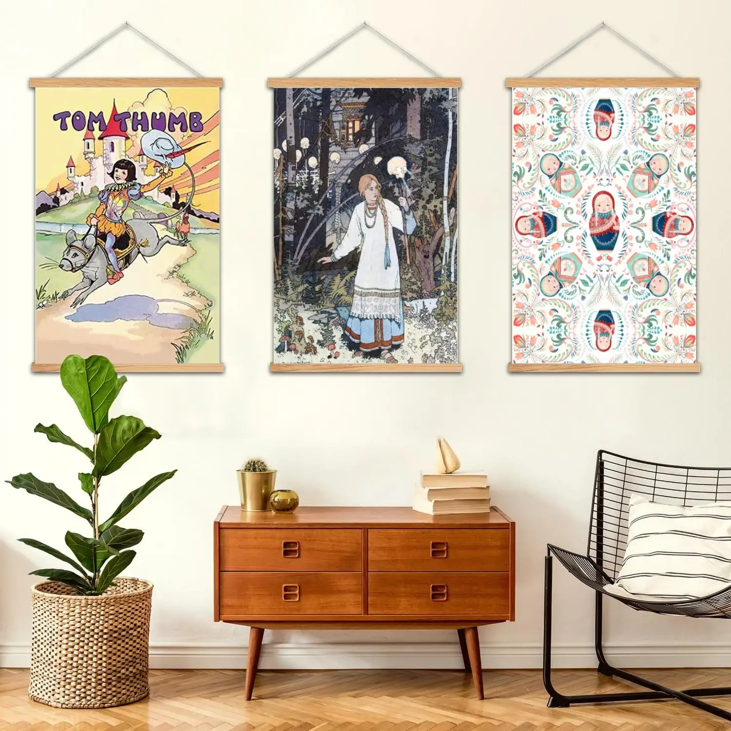 folklore Framed Wall Painting Canvas Art Poster, Wall Art,  Modern Family, Bedroom Decor, Posters,Decorative painting