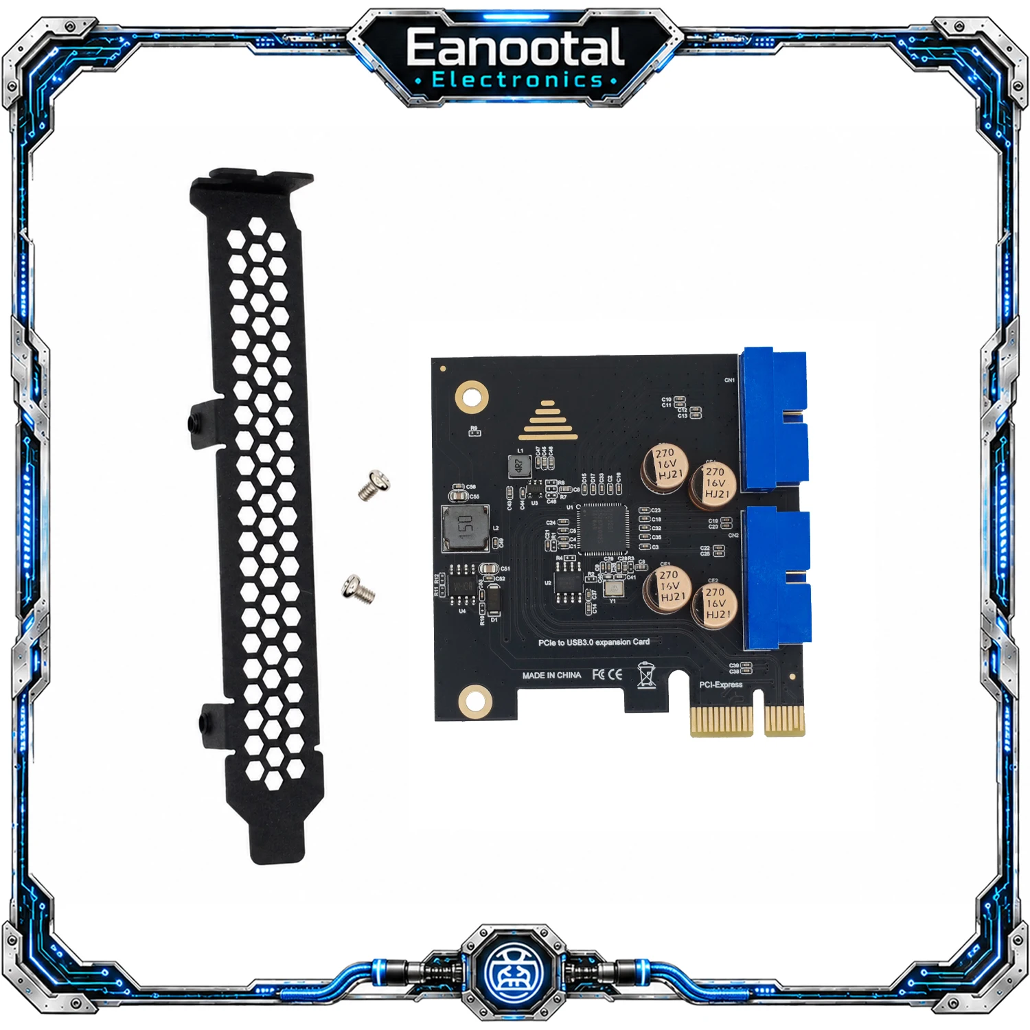 PCIe USB 3.0 Expansion Card Dual 19Pin Header, 5Gbps Internal Front Panel Adapter with No External Power for Desktop Motherboard
