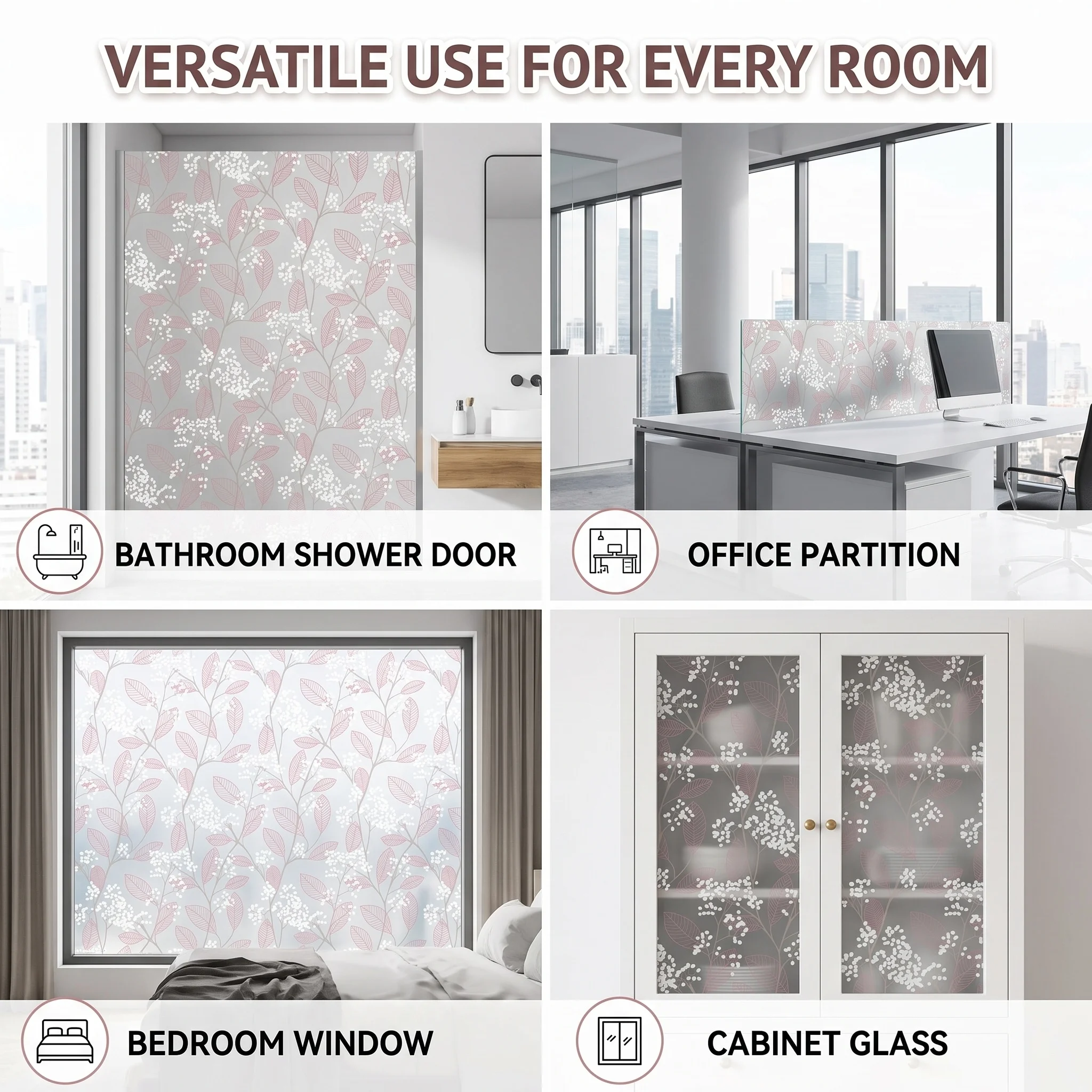 Roze Blad Witte Bloem Zelfklev - Window Insulation Film recensie en prijs