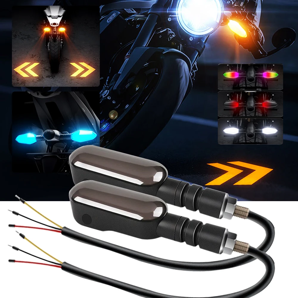 

2PCS Strobe Motorcycle LED Turn Signal Lamp Aircraft Projection Lamp Sequential Flowing Flash Indicator Position Running Light