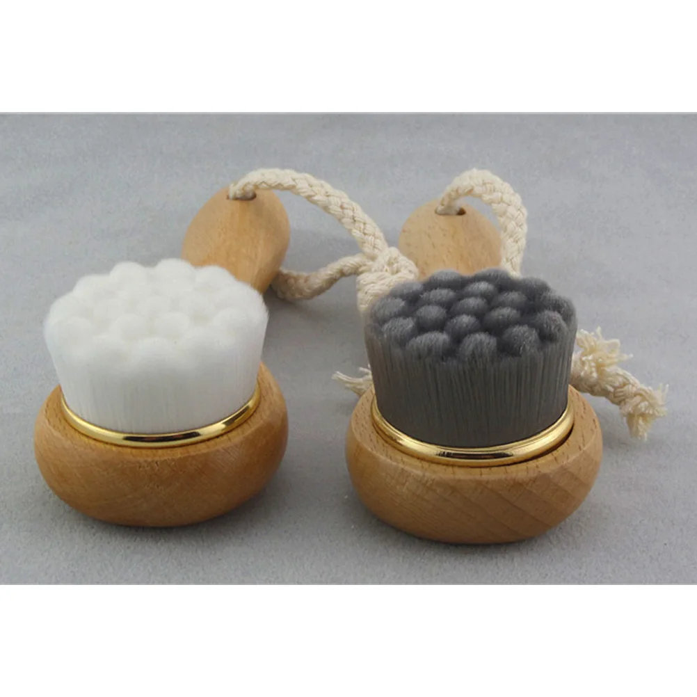 แปรงทำความสะอาดผิวหน้า ขนแปรงไฟเบอร์ละเอียดมาก ทำความสะอาดรูขุมขนอย่างล้ำลึก ขัดผิวหน้า เครื่องมือล้างหน้า ด้ามไม้ กำจัดสิวเสี้ยน