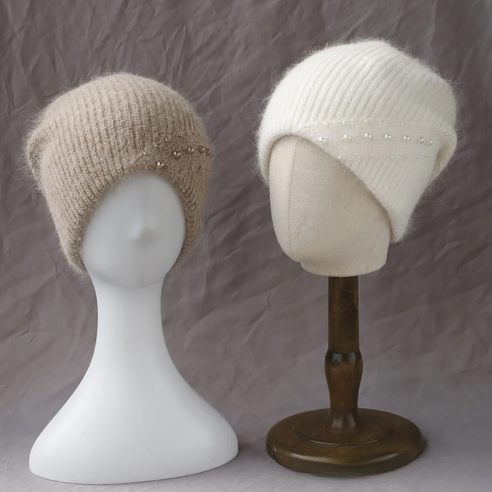 

Winter New Rabbit Fur Knitted Hat for Women Double-layer Warm and Thickhat Ear Protection Hat Cold Resistant Fashion Beanies Hat