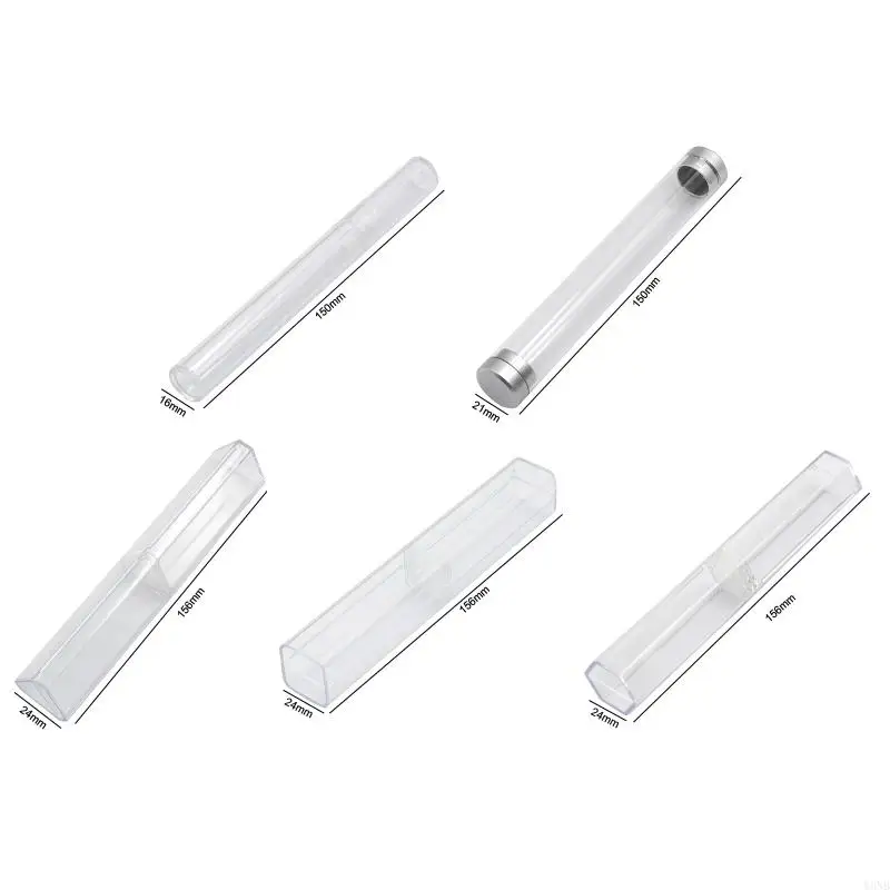 Y3NB 5 Types Tweezer Cylinder / Square Clear Plastic Box Boîte à poussière Rangement