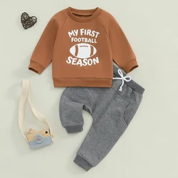 Baby Clothing Boy Fall Autumn Outfit Rugby Print Long Sleeve Sweatshirt Pants Clothes Set For Newborn Toddler