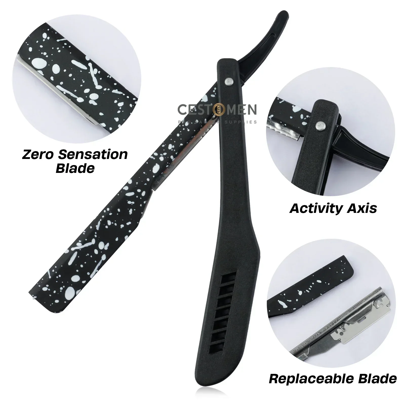 Profissional clássico dobrável navalha camuflagem padrão ferramentas de barbear manual masculino com suporte extensível retrátil aparador barba