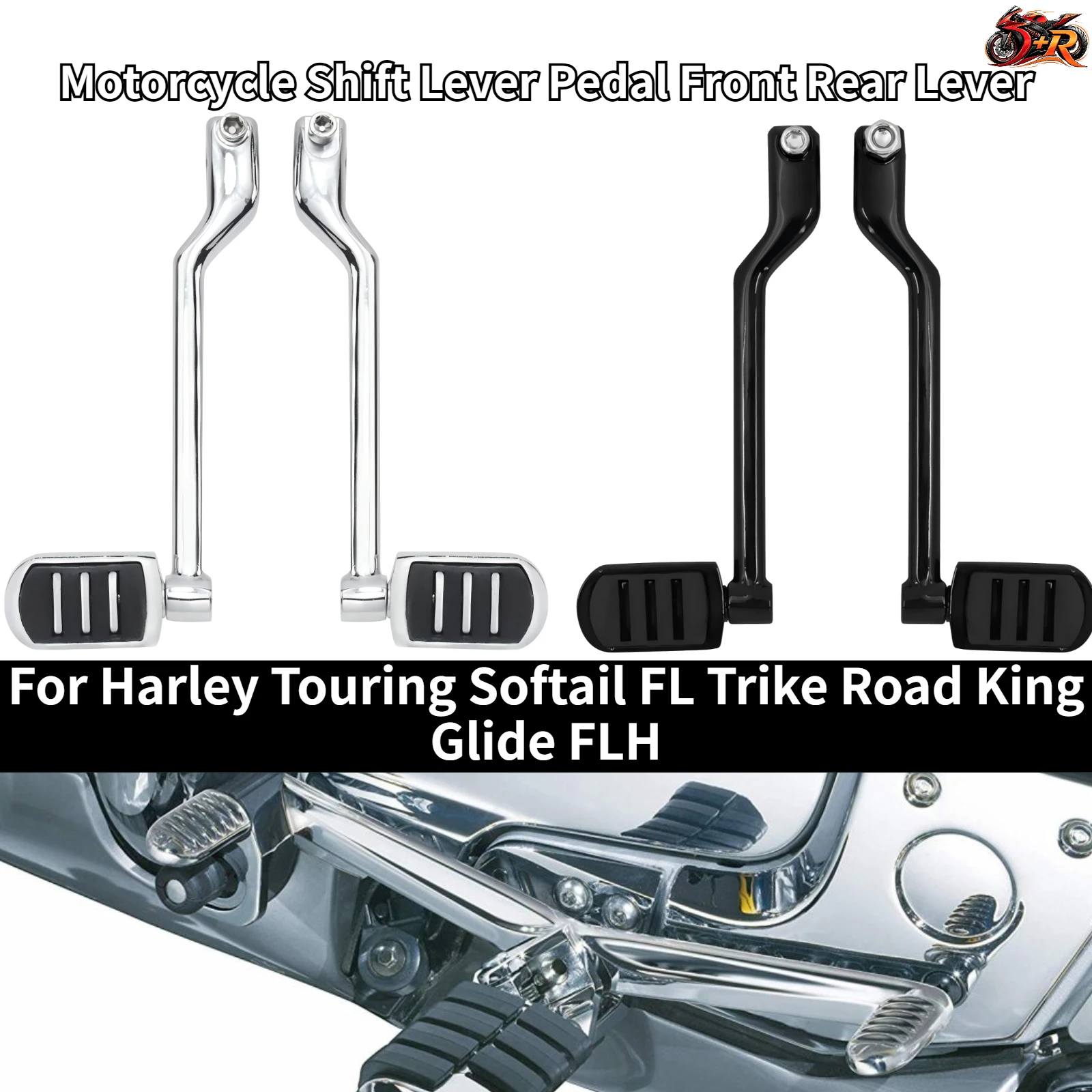 

For Harley Touring Softail FL Trike Road King Glide FLH Motorcycle Heel Toe Shift Lever Pedal Front Rear Lever With Shifter Pegs
