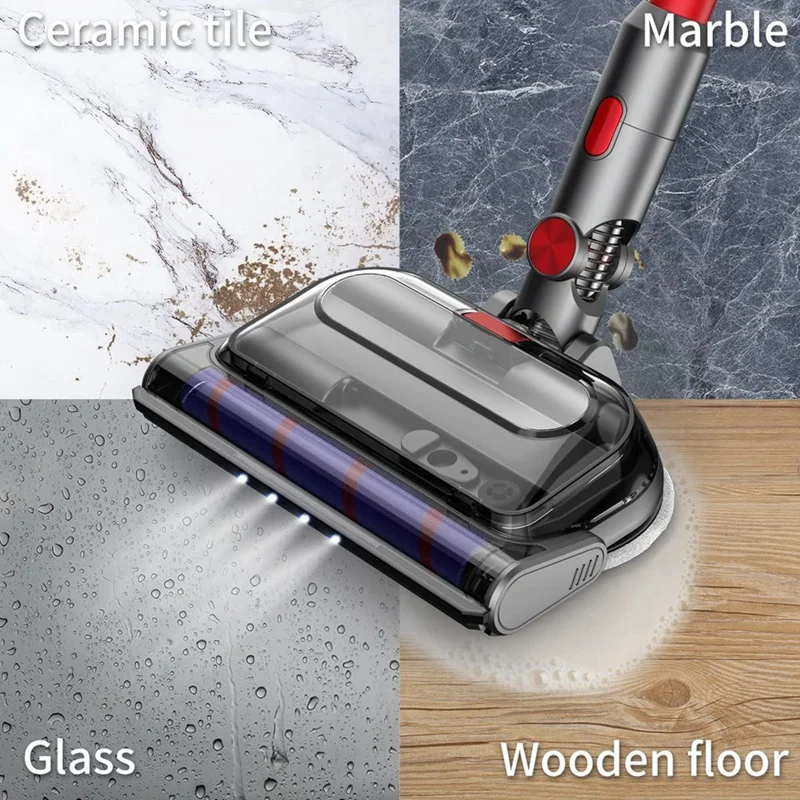 Mop Headไฟฟ้าสําหรับDyson V7 V8 V10 V11 V15 เครื่องดูดฝุ่น,Mopสิ่งที่แนบมาพร้อมLEDไฟหน้าอ่างเก็บน้ําน้ํา