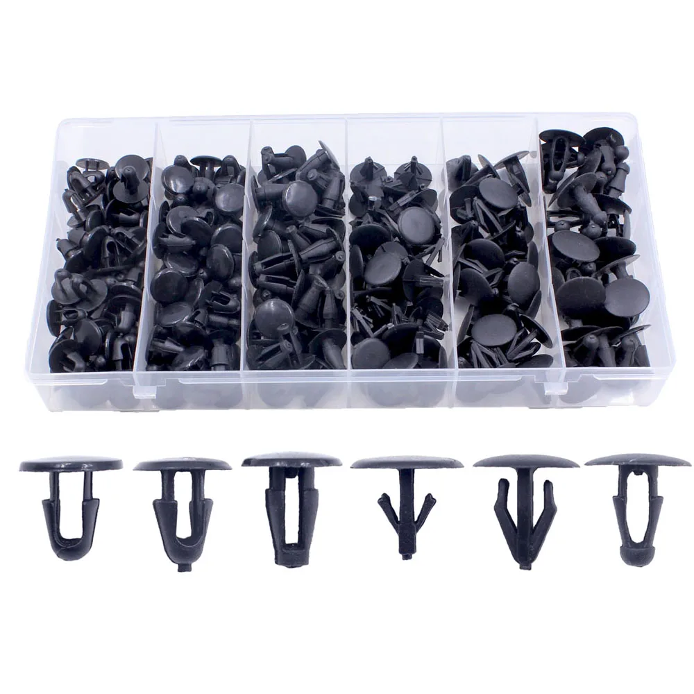 H6P10 Mix 260Pcs set Car Engine Cover Hood Clip Rivets Auto Trunk Lining Insulation Soundproof Cotton Fastener