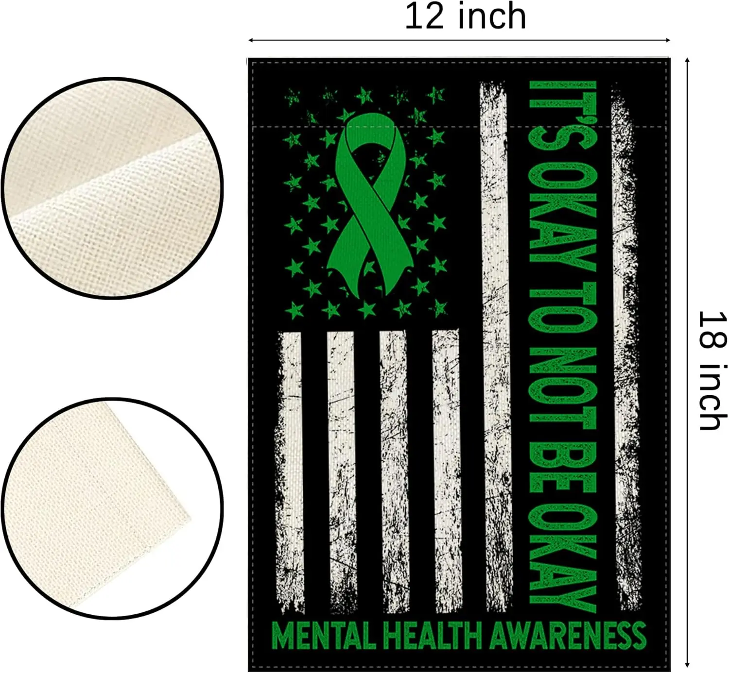 Mental Health Awareness Garden Flag Green Ribbon Banner Double Sided Social Work Gifts Mental Health Awareness Decorations f SSL