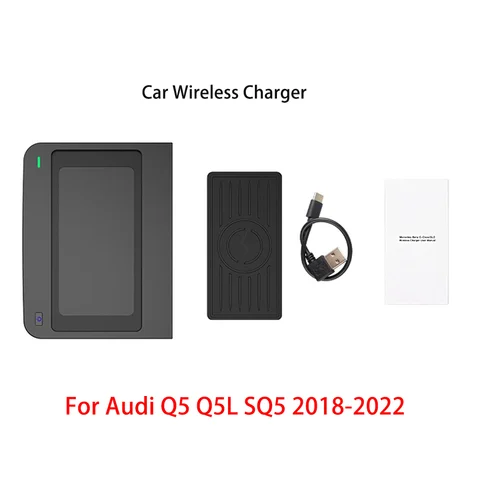 차량용 무선 충전기, 아우디 Q5 Q5L SQ5 2018 2019 2020 2021 2022 고속 충전 패드, 모바일 스탠드, 모바일 스탠드 액세서리, 9-16V