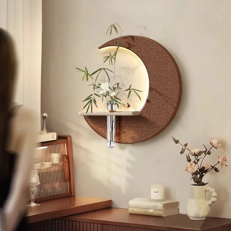 Three-dimensional LED Light Sandstone Decorative Painting with Hydroponic Green Plants - Living Room Hanging Painting