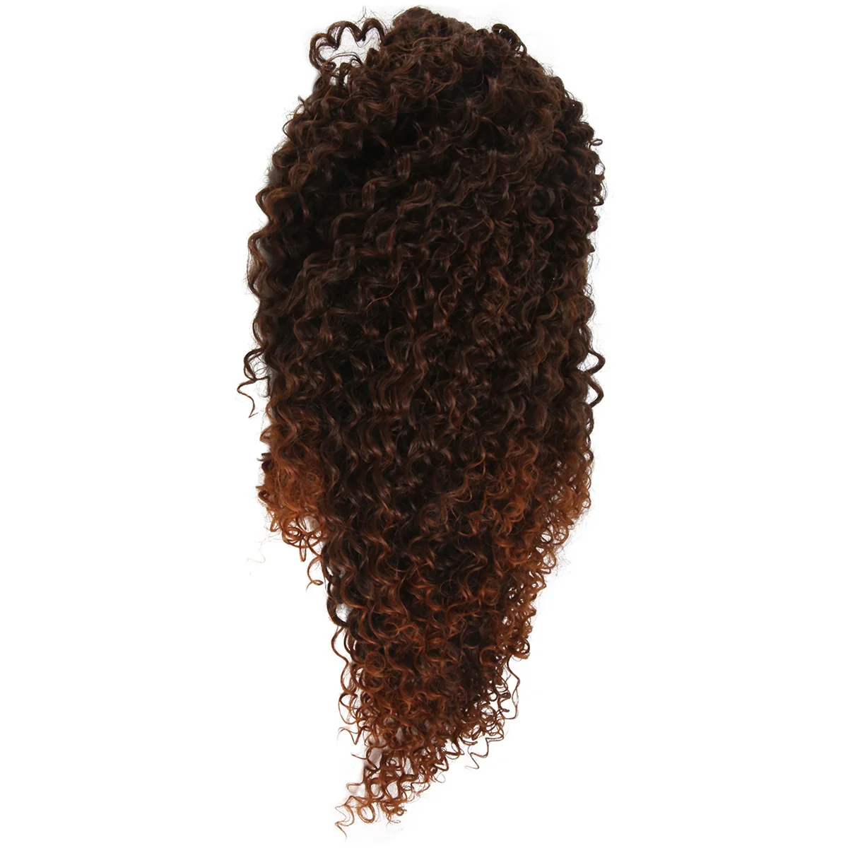 Peluca tejida a mano de área pequeña de fibra química de pelo rizado de 16 pulgadas para mujeres europeas y americanas pelucas delanteras de encaje marrón para mujeres