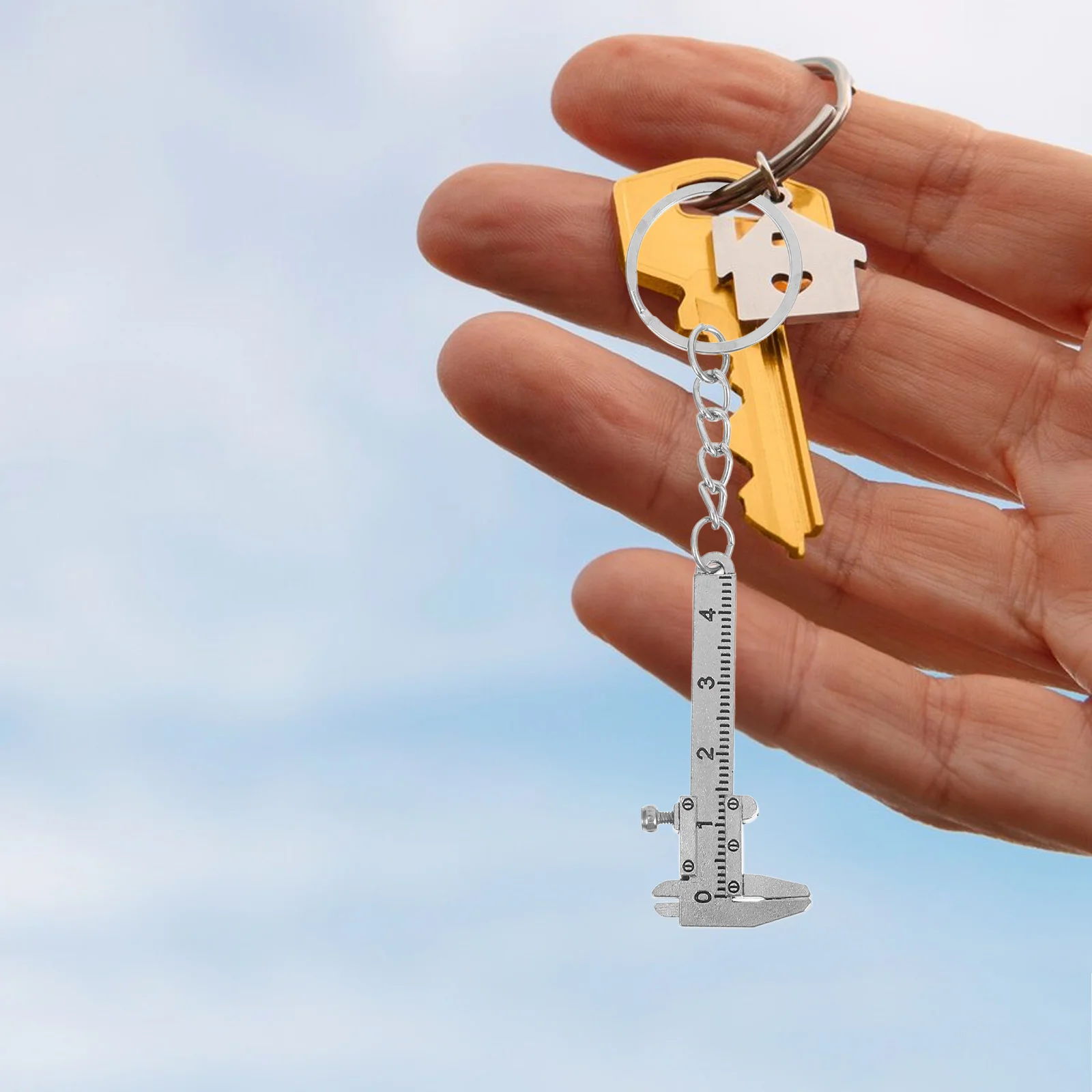 

4Pcs Mini Vernier Caliper Keychain Precision Ruler Gauge 3D Movable Measuring Tool Silver Portable Jewelry Engineer Hobbyist