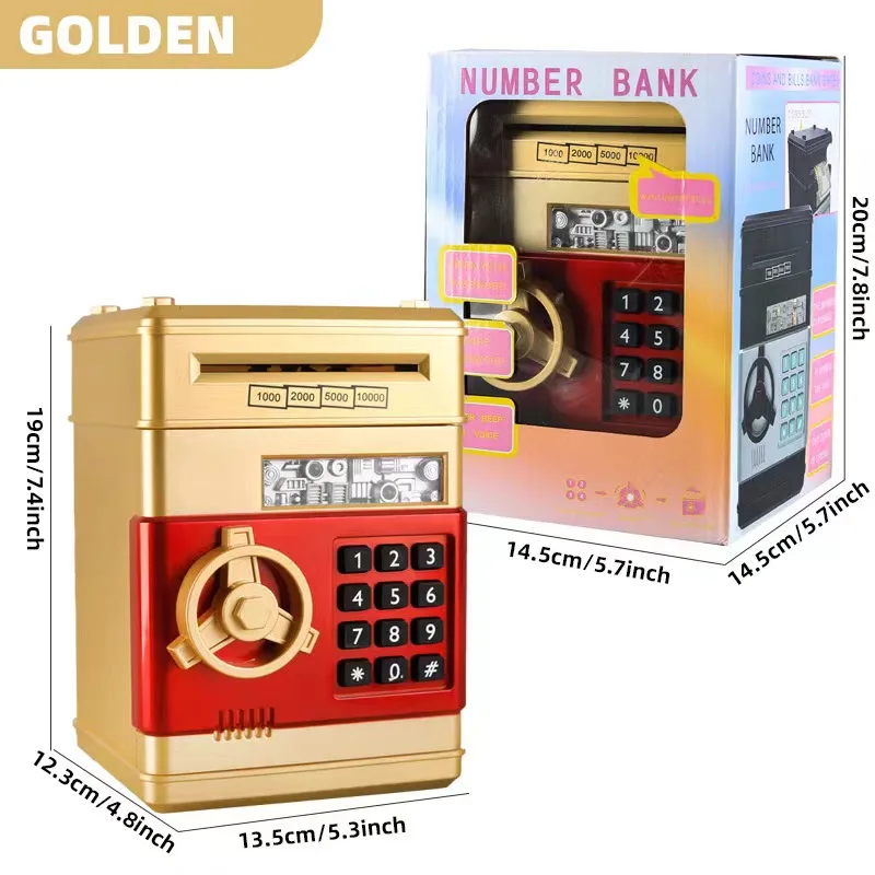 Child Gift Electronic Password Money Box Coins Cash Saving Money Box Counter Code Key Lock Piggy Bank Automatic Mini Safe