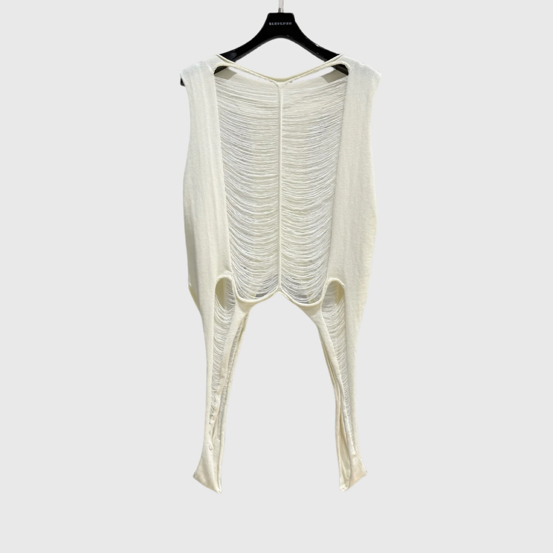High Street Hollow-out Irregular Knit Sweater Women's Sheer Sleeveless Thin Top Y2k Clothes Women's Clothing