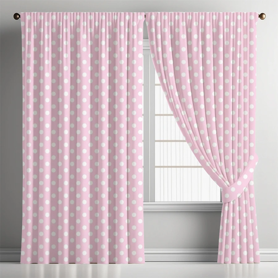 2 Stück Digital Bedruckte Vorhänge mit Rosa Polka-Dot-Muster, Stilvolle Fenstervorhänge für Wohnzimmer, Schlafzimmer und Heimdekoration – Detail 10