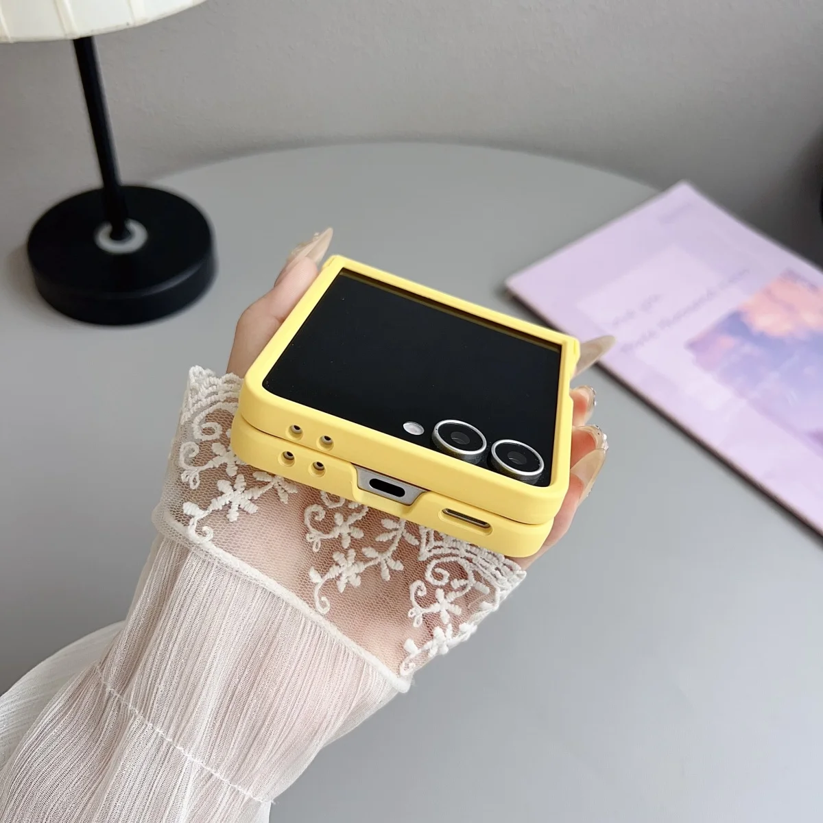 Official Bright Candy Color Phone Case For Samsung Galaxy Z Flip 7 6 5 4 3 Luxury Hinge Central Axis Protect Shockproof PC Cover