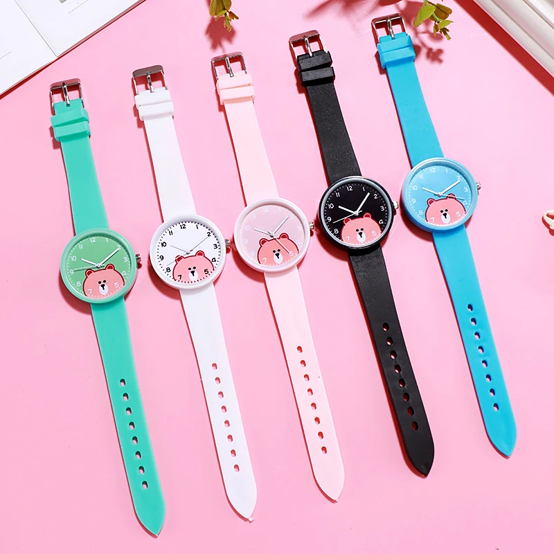 2022 New 1PC Kids Watches Boys Girls Cute Cartoon Bear Silicone Children's Watch Women Ladies Quartz Wristwatches Gifts Clock