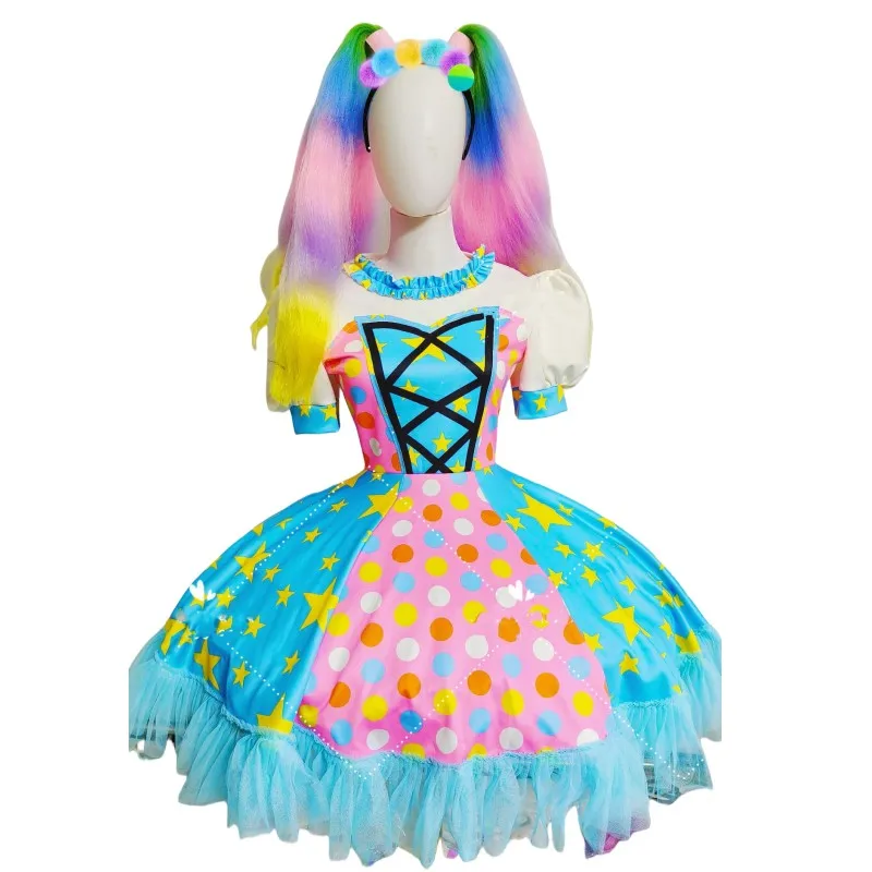 

Christmas Carnival Rave Festival Outfit Women Clown Cosplay Costume Bubble Dress Women Gogo Dance Team Show Performance Clothes
