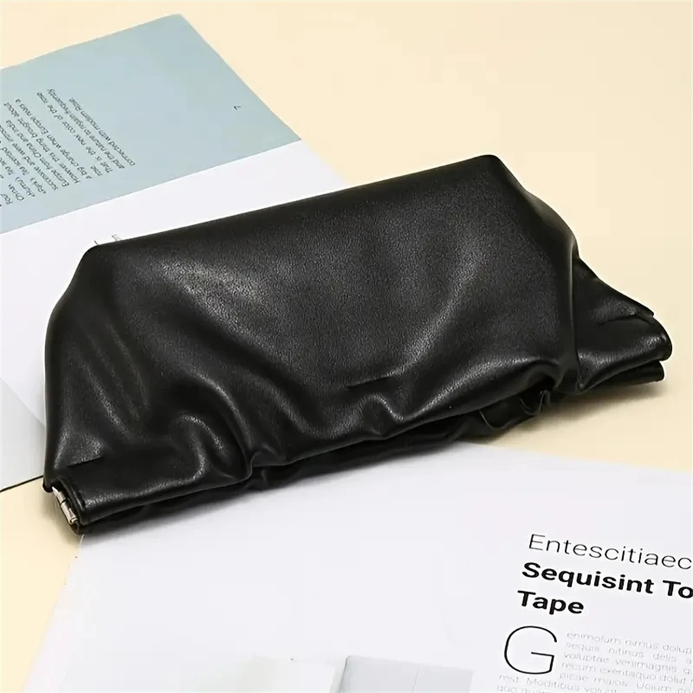 1pcs Portable Leather Spring Glasses Bag Sunglasses Bag Sunglasses Storage Cloud Bag Multifunctional Pu Carry Bag Black White