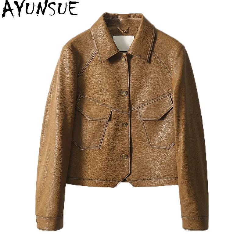 AYUNSUE veste en cuir véritable pour femme 2025 manteaux en peau de mouton pour femmes vestes de moto printemps automne vêtements nouveau dans les vêtements d'extérieur