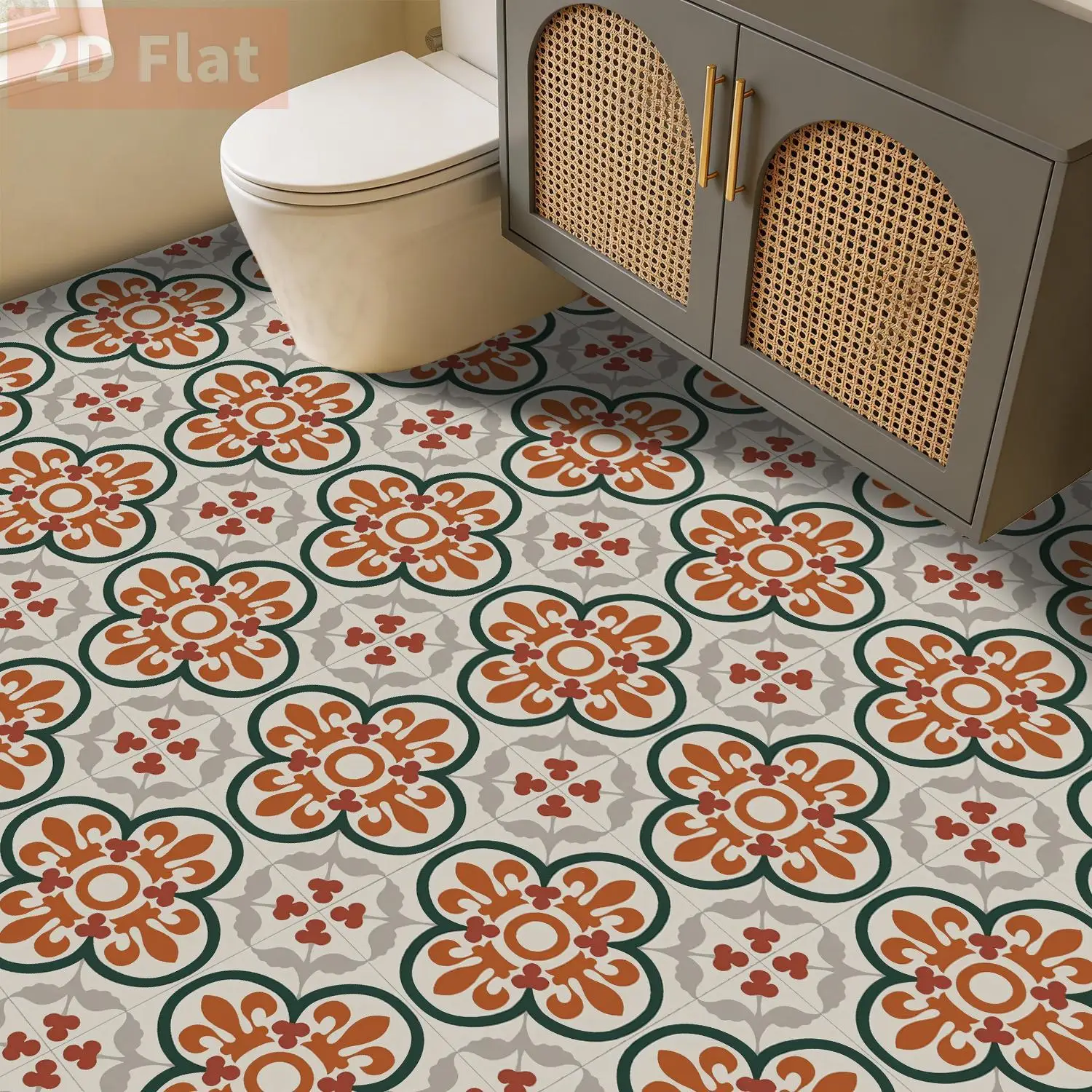 Cream Style PVC Floor Stickers Self Adhesive No Glue Non Slip Wear Resistant Bathroom Rental Apartment Makeover Floor Leather