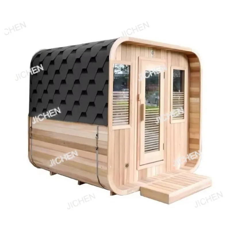 

Neu Modern Desitdoor Sauna Электрическая паровая сауна мощностью 9 кВт, 2 человека Hemlock, твердая древесина, температуры, лимиты