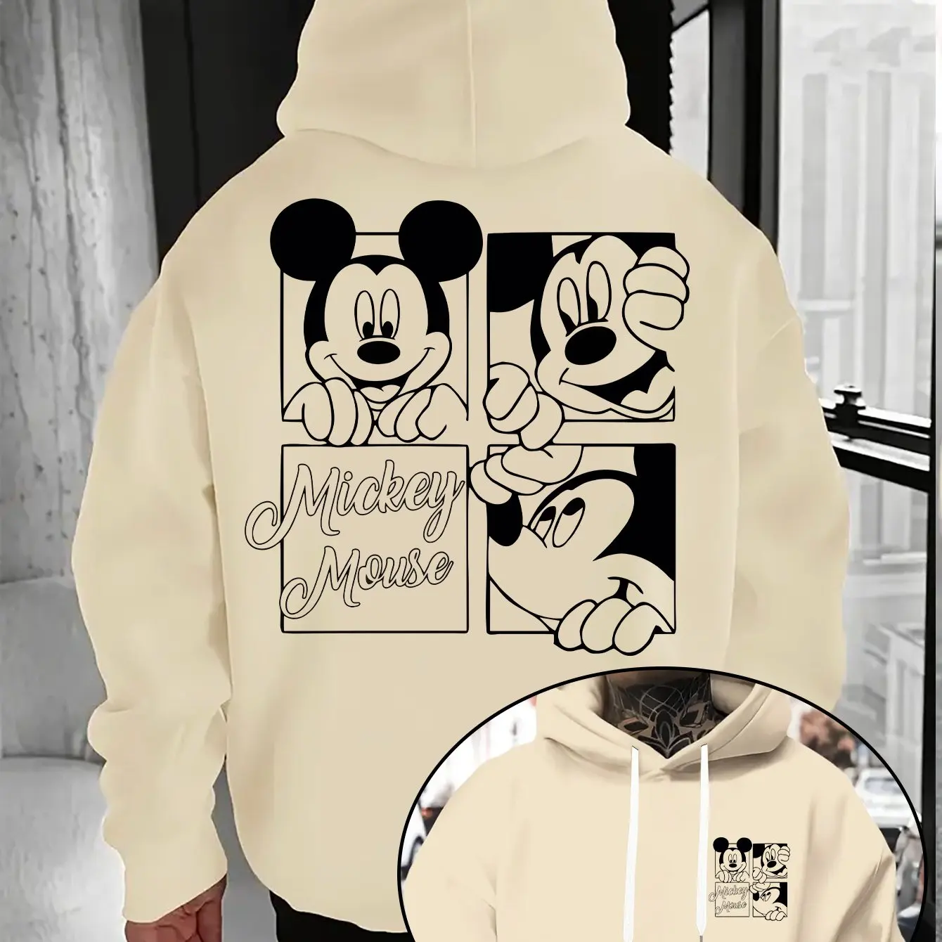 

Men's Disney Mickey Mouse Hoodies Fashion Oversized Streetwear Unisex Sweatshirts Autumn and Winter Fleece Casual Versatile