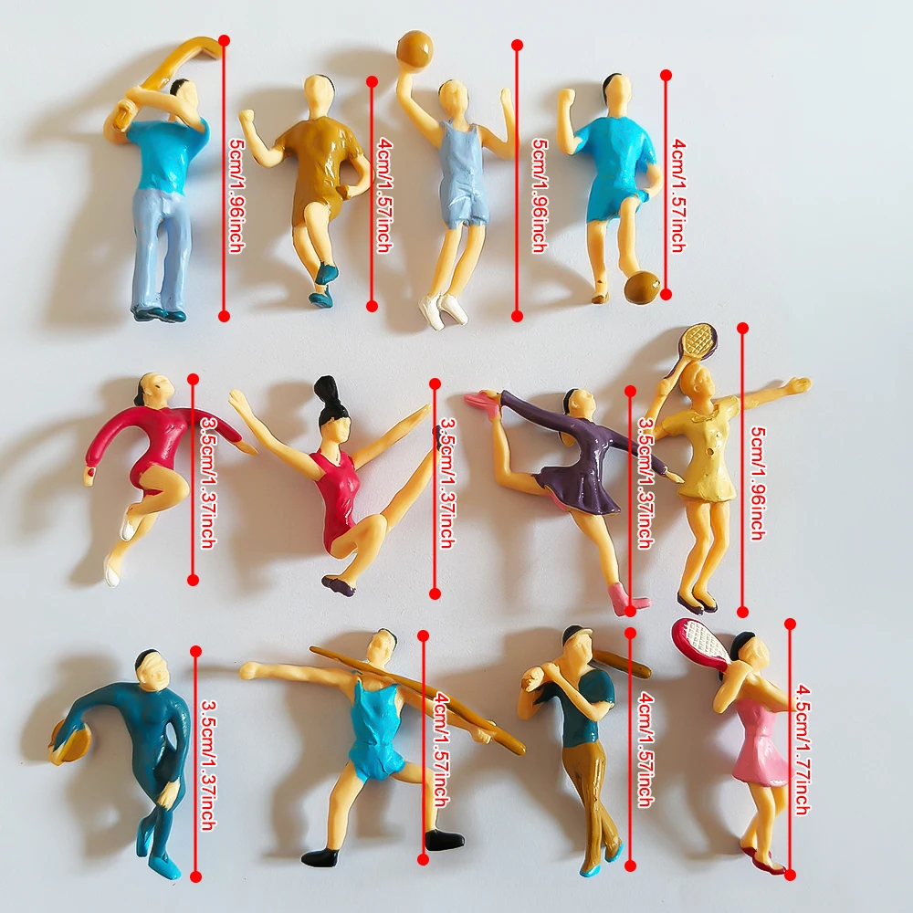 Figuras en miniatura de 12 Uds., modelo de escena deportiva, pintura de estatuilla, modelo de paisaje estático, diseño de paisaje, exhibición de Dioramas en miniatura Diy