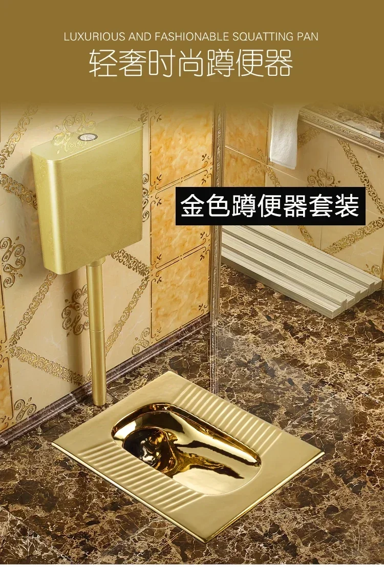 AAD06 Gold Squatting Toilet Flushing Tank Set Ceramic European-style Silver Anti-blocking And Deodorant Concealed Squatting Pit