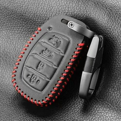 Leather Car Key Case Cover Holder For Hyundai Tucson Sonata Santa Fe Creta ix25 ix35 i10 i20 Verna Solaris Mistra Elantra Accent