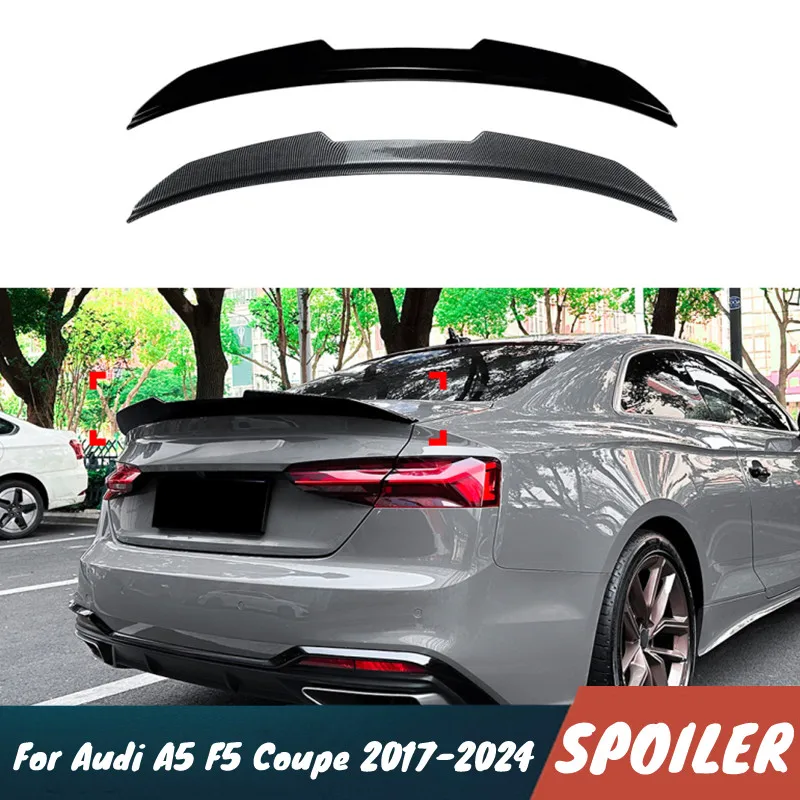 

Для Audi A5 F5 Coupe 2017-2024 2-дверный автомобильный задний багажник, спойлер, крылья, черный карбоновый комплект кузова, тюнинг, аксессуары Exterio, часть