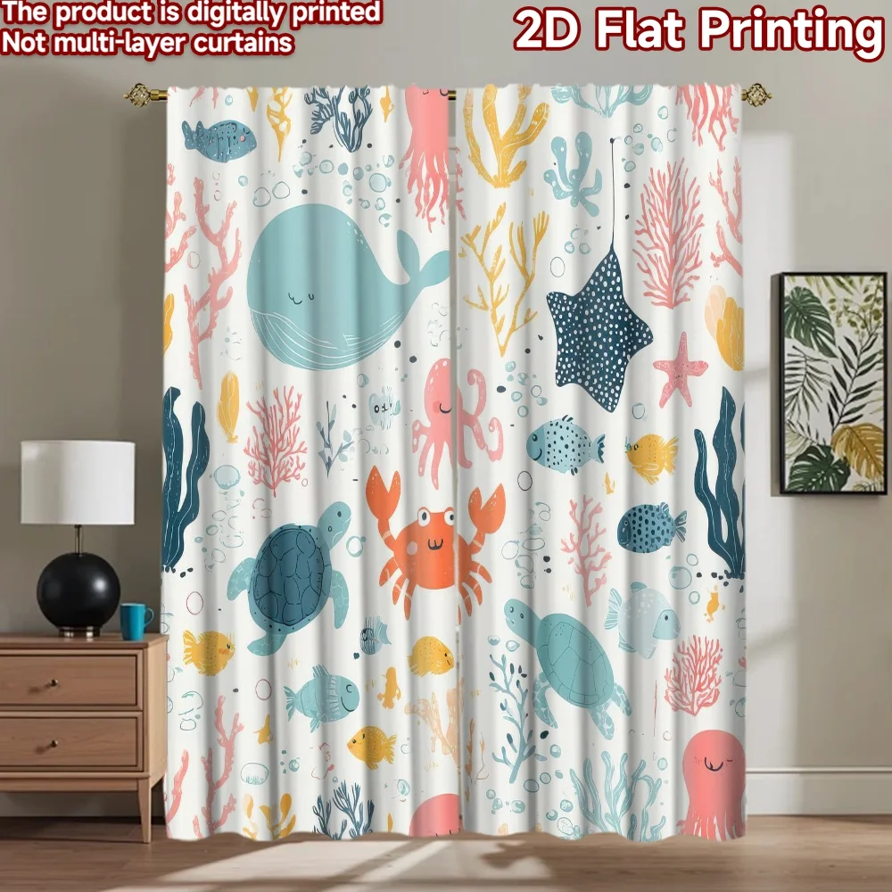 

1pc 2D flat Photography Backdrop Background cloth Cute Ocean Creatures 100% Polyester Festive Wall Decor Perfect for Holiday